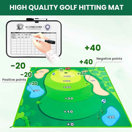 Battle Golf Game Set Chipping Game Practice Mat Games for Backyard Fun and Swing Training, Golf Hitting Mat Play for Golf Parties and Kids Family Activities Outdoor